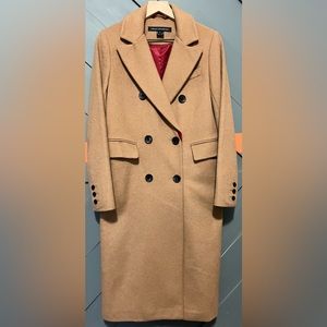 FRENCH CONNECTION~Wool-Blend Double-Breasted Tailored Topcoat